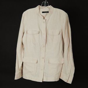 STUDIO Liz Claiborne Thick Wheaten Linen Button Shacket Women's XL